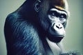 Portrait of a sad gorilla, endangered species and wildlife, studio setting, silverback animal illustration, generative ai