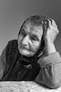 Portrait of sad lonely pensive old senior woman. Royalty Free Stock Photo