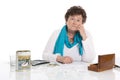 Portrait: Sad, poor and depressed old woman: Concept pensioner m Royalty Free Stock Photo