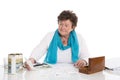 Portrait: Sad, poor and depressed old woman: Concept pensioner m Royalty Free Stock Photo