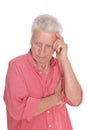 Portrait of sad senior man with headache isolated Royalty Free Stock Photo