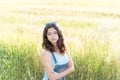 Portrait of sad teen girl on nature Royalty Free Stock Photo