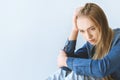 portrait of sad teenage girl in casual clothing Royalty Free Stock Photo