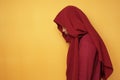 Sad Asian Teenage Muslim Girl Looking Down Royalty Free Stock Photo