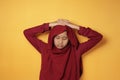 Sad Asian Teenage Muslim Girl Looking Down Royalty Free Stock Photo