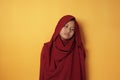 Sad Asian Teenage Muslim Girl Looking Down Royalty Free Stock Photo