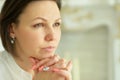 Portrait of a sad young woman posing at home Royalty Free Stock Photo