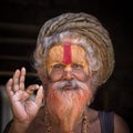 Portrait Sadhu at Pashupatinath Temple in Kathmandu, Nepal