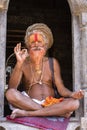 Portrait Sadhu at Pashupatinath Temple in Kathmandu, Nepal