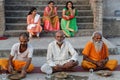Portrait of Sadhus during their meal Royalty Free Stock Photo
