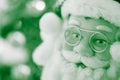 Portrait Santa Claus face in glasses, green tone