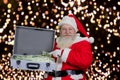 Portrait of Santa Claus with a lot of dollars. Royalty Free Stock Photo