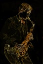 Neon Illustration of a Saxaphone Player