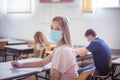 Teenagers students sitting in the classroom Royalty Free Stock Photo