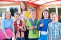 Portrait Of School Pupils Outside Classroom With Teacher Royalty Free Stock Photo