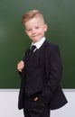 Portrait of a schoolboy in a suit