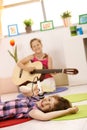 Portrait of schoolgirls playing music Royalty Free Stock Photo