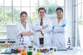 scientists showing teamwork in laboratory. Royalty Free Stock Photo