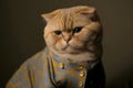 Portrait of a Scottish Fold Cat Wearing a Modern Haute Couture Shirt