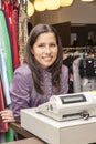 Portrait of a Seller in a Clothes Shop Royalty Free Stock Photo