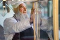 Istanbul, Turkey, - September 10, 2014: Portrait of the seller of the Semites. Close up. Blurred background