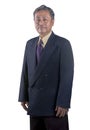 portrait of senior asian business man standing with smilding face isolate white background Royalty Free Stock Photo