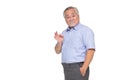 Portrait of senior asian man showing ok sign isolated over white background. Royalty Free Stock Photo