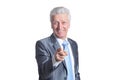 Portrait of senior businessman wearing suit pointing to camera Royalty Free Stock Photo