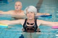 Portrait senior couple in aquafitness