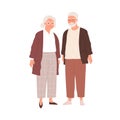 Portrait of senior couple of old people isolated on white background. Aged man and woman standing together. Colored flat Royalty Free Stock Photo