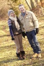 Portrait senior couple outdoors in winter Royalty Free Stock Photo