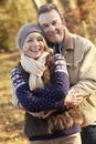 Portrait senior couple outdoors in winter Royalty Free Stock Photo