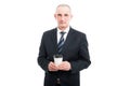 Portrait of senior elegant man holding coffee cup Royalty Free Stock Photo