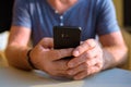 Senior handsome Scandinavian man relaxing inside the coffee shop Royalty Free Stock Photo