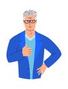 Portrait senior male doctor thumbs up healthcare medical concept Royalty Free Stock Photo