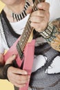 Midsection of senior male punk musician playing guitar Royalty Free Stock Photo