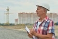 Portrait of senior man in construction site Royalty Free Stock Photo
