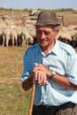 Portrait of a senior shepherd leaning on his staff