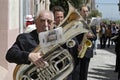 Portrait of a senior tuba player, Spain