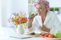 Portrait of senior woman in hair rollers Royalty Free Stock Photo