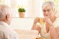 Portrait of senior woman having morning coffee