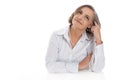 Portrait of senior woman isolated over white dreaming. Royalty Free Stock Photo