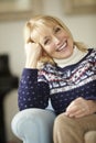 Portrait senior woman relaxing at home