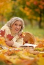 Portrait of senior woman resting in park Royalty Free Stock Photo