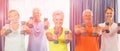 Portrait of seniors exercising with weights Royalty Free Stock Photo