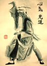 Portrait of Sensei in Chinese watercolor painting