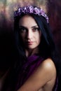 Portrait of sensual woman with flower wreath Royalty Free Stock Photo