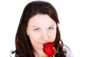 Portrait of sensual beautiful woman with red rose Royalty Free Stock Photo