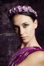 Portrait of sensual woman with flower wreath Royalty Free Stock Photo