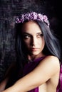 Portrait of sensual woman with flower wreath Royalty Free Stock Photo